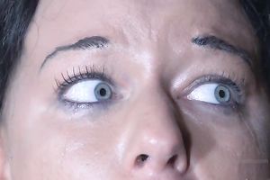 Filthy blue eyed dark brown mouthfucked with a wooden stick