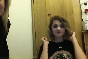 Two spoiled British legal age teenager showing their boobies on cam