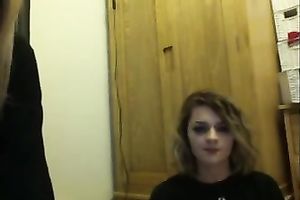 Two spoiled British legal age teenager showing their boobies on cam