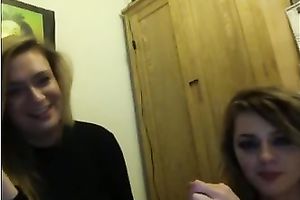 Two spoiled British legal age teenager showing their boobies on cam
