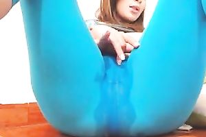 Bootyful all alone slutty livecam babe rubbed her clitoris throughout blue panties