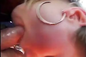 Light haired perverted amateur girlie sucks sloppy wang of my buddy