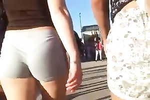 This nice-looking sweetheart in short shorts has a million dollar a-hole