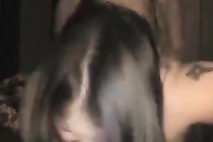 Boobalicious girlfriend gives head previous to we fuck from behind