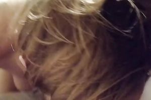 Pale and natural brunette hair with quite worthwhile titties gave a good BJ to dark chap