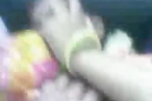 Giggling quite charming and natural Hindu brunette hair flashes her boobies