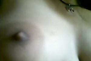 Cute shaggy haired Desi gal flashed her meatballs during the time that stripping on camera