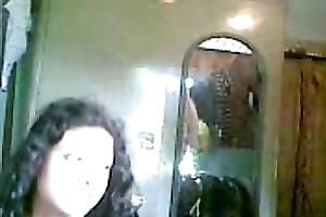 Cute shaggy haired Desi gal flashed her meatballs during the time that stripping on camera