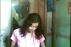 Cute shaggy haired Desi gal flashed her meatballs during the time that stripping on camera