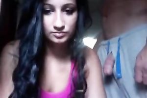 Hot hot brunette hair livecam dirty slut wife took her BF's prick in her lustful throat for BJ