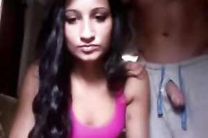 Hot hot brunette hair livecam dirty slut wife took her BF's prick in her lustful throat for BJ