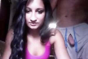 Hot hot brunette hair livecam dirty slut wife took her BF's prick in her lustful throat for BJ