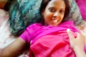 Submissive genuine Indian black skin cheating wife in hot red outfit