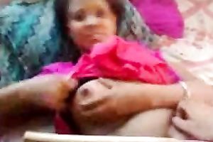 Submissive genuine Indian black skin cheating wife in hot red outfit