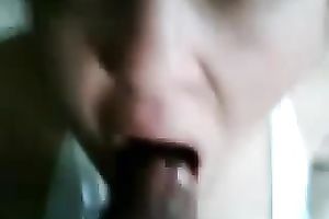 White juvenile babe blows to acquire her 1st portion of cum