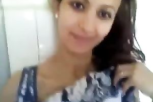 Cute non-professional Indian slender white bitch assented to striptease a bit on camera