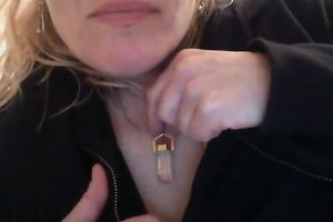 Blond haired white wife flashed quite valuable large boobies on webcam