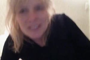 Blond haired white wife flashed quite valuable large boobies on webcam