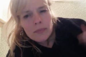 Blond haired white wife flashed quite valuable large boobies on webcam