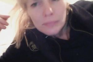 Blond haired white wife flashed quite valuable large boobies on webcam