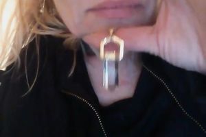 Blond haired white wife flashed quite valuable large boobies on webcam