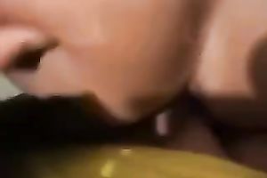 Amateur golden-haired milks my jock dry on her chin in POV movie