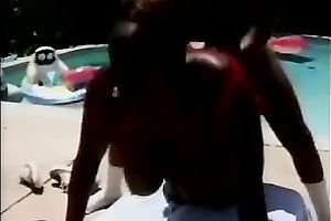 Appetizing dark arse of a hawt black hottie riding a BBC