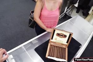 Busty sweetheart ends up getting screwed in the pawnshop