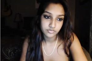 Sexy slim and lengthy haired Desi cam playgirl positions in the evening