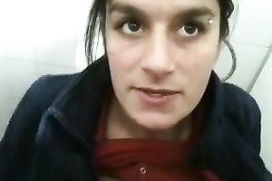 Stranger skank lets me cum on her scones for money in the public water closet