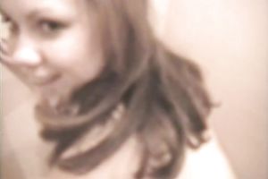 Gorgeous juvenile white sweetheart proudly shows her melons and pisses in the bathtub