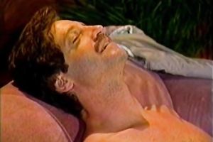 Blonde white milf with saggy boobs having sex on the ottoman