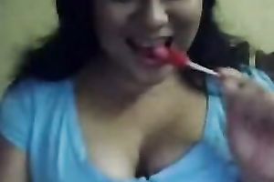 Slutty webcam brunette hair sucked sugar-plum and flashed her boobies