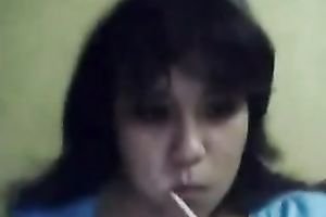 Slutty webcam brunette hair sucked sugar-plum and flashed her boobies