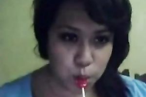 Slutty webcam brunette hair sucked sugar-plum and flashed her boobies