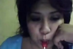 Slutty webcam brunette hair sucked sugar-plum and flashed her boobies