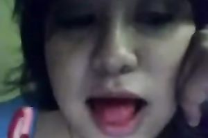 Slutty webcam brunette hair sucked sugar-plum and flashed her boobies