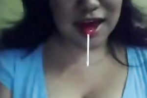 Slutty webcam brunette hair sucked sugar-plum and flashed her boobies