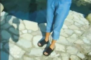 Svelte light-haired hottie provides man with oral-job outdoors