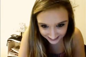 Amazing livecam solo with golden-haired honey flashing her love tunnel and mambos