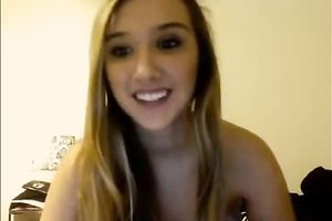 Amazing livecam solo with golden-haired honey flashing her love tunnel and mambos