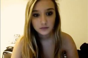 Amazing livecam solo with golden-haired honey flashing her love tunnel and mambos