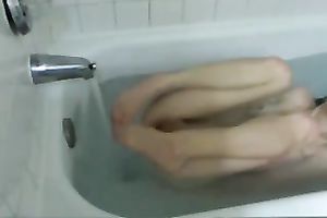 My slim girlfriend is pleasured with water from the tap