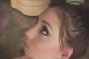 Nice new ejaculation on a charming face of GF looks awesome
