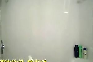 Spy webcam movie scene of my ex-wife taking a hawt shower and flashing her zeppelins