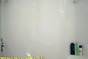 Spy webcam movie scene of my ex-wife taking a hawt shower and flashing her zeppelins