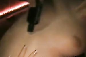 Beautiful girlfriends sharing a vibrator and eating every other