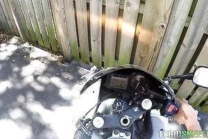 Dark skin babe on the street is doing nasty things