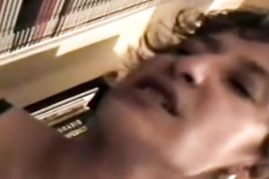 Curly haired lusty white bitch sucked knob in advance of petting herself with sex-toy