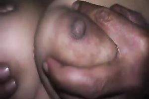 Perverted breasty Indian dark brown brags of her truly giant tits